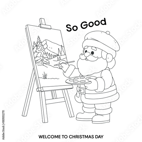 Christmas cartoon character painting outline drawing