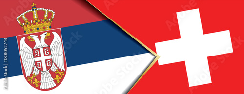 Serbia and Switzerland flags create a visual of international relations
