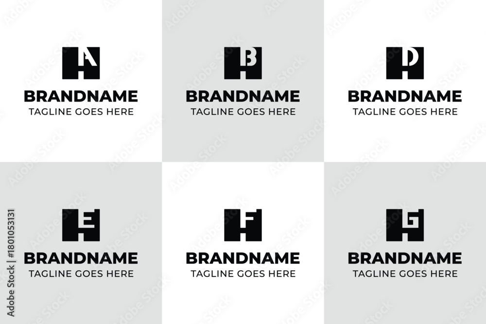 Obraz premium Letters HA HB HD HE HF HG Monogram Logo, for AH BH DH EH FH GH Initials