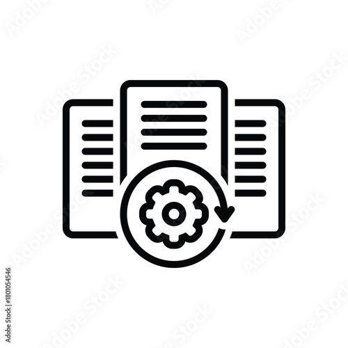 Black line icon for process documentation