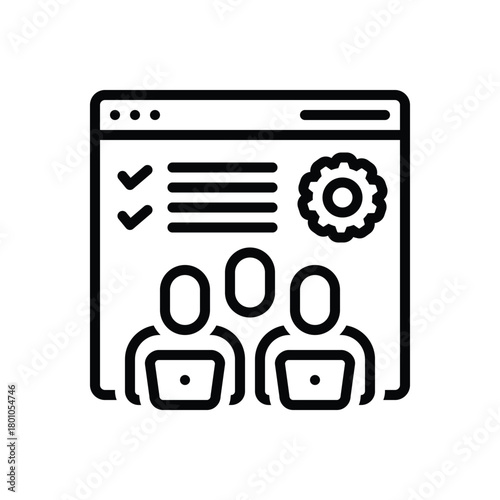 Black line icon for requirement gathering