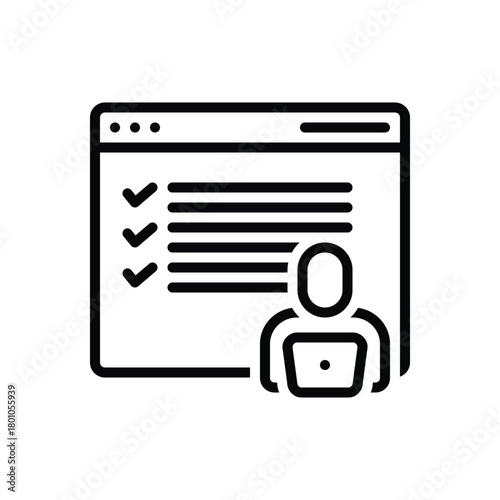 Black line icon for user testing