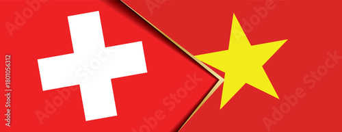 Swiss and Vietnamese flags conceptual merger for international cooperation and trade