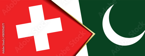 Conceptual image of Swiss and Pakistani flags symbolizing bilateral cooperation and dialogue