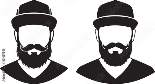 Two bearded men with hats silhouette