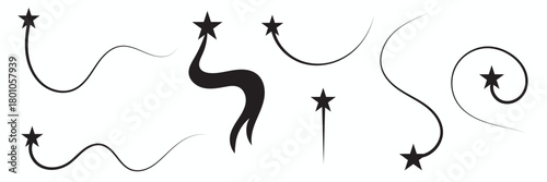 Star light tail icon. Shooting star trails forming smooth curved paths on a clean  background, suitable for creative designs, celebrations, and whimsical graphics.
