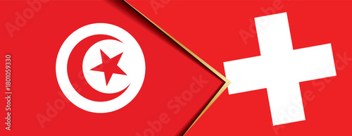 Tunisia and Switzerland flags combined abstractly representing strong diplomatic ties