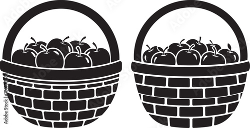 Two baskets full of apples silhouette