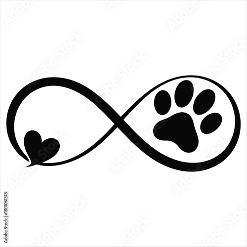 Infinity Symbol With Dog Paw Print And Heart love