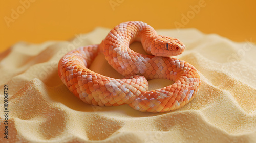 Fototapeta Naklejka Na Ścianę i Meble -  3d isometric low-polymer clay desert snake coiled