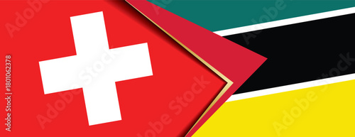 Flag of Switzerland and Mozambique vector illustration for international relations concept