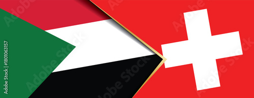 Sudan and Swiss flags overlapped symbolizing diplomatic connection