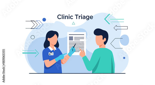 Clinic Healthcare Consultation Illustrates Patient Interaction with a Practitioner