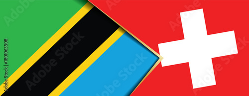 Tanzania and Swiss flags overlapped symbolizing diplomatic cooperation