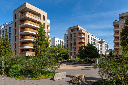 Modern building complex on the site of the former Adler factory, Frankfurt, Germany