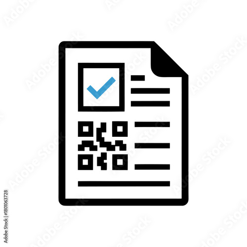 A document with a check mark or QR code symbolizing official vaccination proof.