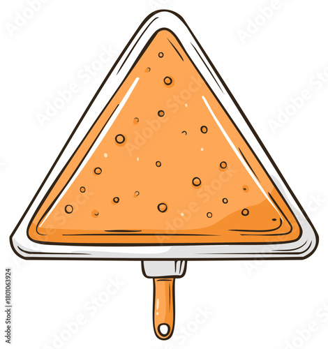 Triangle Shaped Frozen Dessert on a Stick with Dotted Surface Illustration for Ice Cream or Popsicle Graphic Design