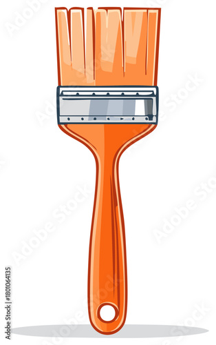 Cartoon illustration of an orange paint brush for decoration or renovation