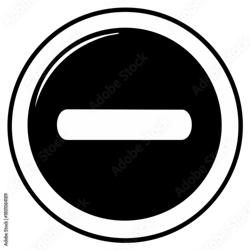 Simple Minus Symbol in Circle Negative Space Design Black and White Minimalism