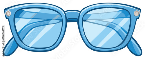 Stylish Blue Cartoon Glasses Illustration Vector Graphic Optics Eyewear Fashion