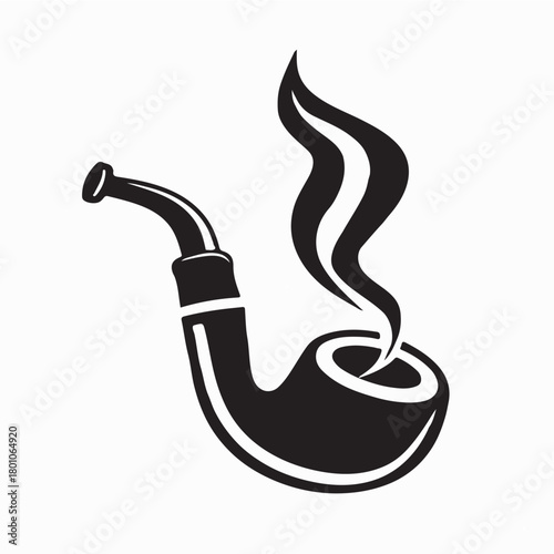 Smoking Pipe with Smoke Logo Vector on white background