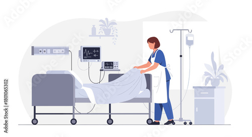 Hospital Bedside Maintenance: A Nurse's Attentive Care And Room Preparation