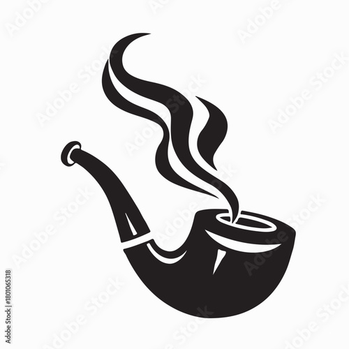 Vintage Smoking Pipe Logo with Smoke on white background