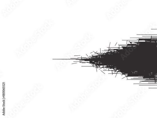 Abstract black ink splatter with chaotic lines, creating a dynamic and textured effect, ideal for artistic and design projects