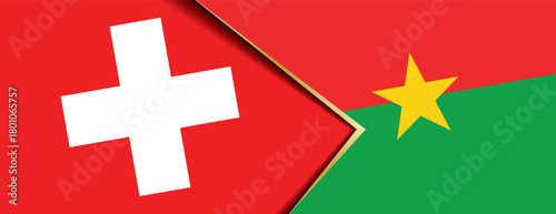 Swiss and Burkina Faso flags overlapped symbolizing cooperation and finance