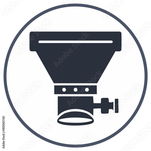 Hopper Funnel Dispenser with Control Valve Solid Glyph Icon