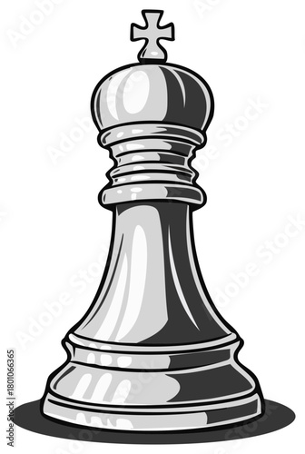 Silver chess king piece with a crown and cross on top