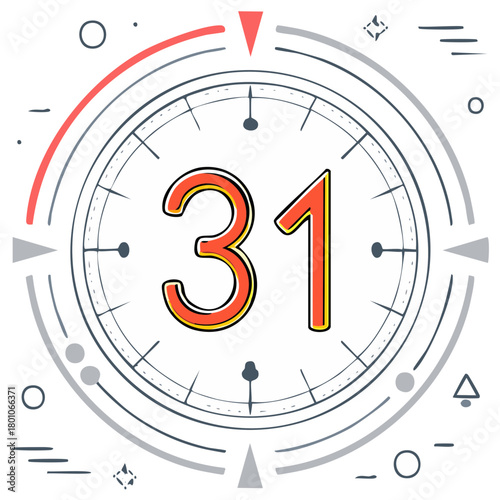 Abstract Countdown Concept: Stylish Watch Dial Displaying 31 Digital Number