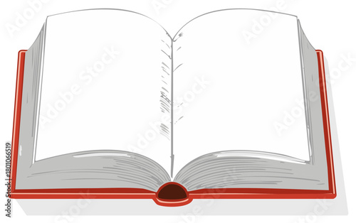 Open Red Book with Blank White Pages for Learning Education and Storytelling