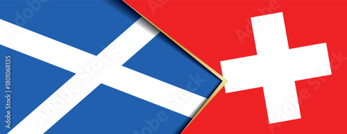 Scottish and Swiss flags overlapped symbolizing diplomatic connection