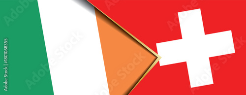 Irish and Swiss flags overlapped symbolizing diplomatic connection