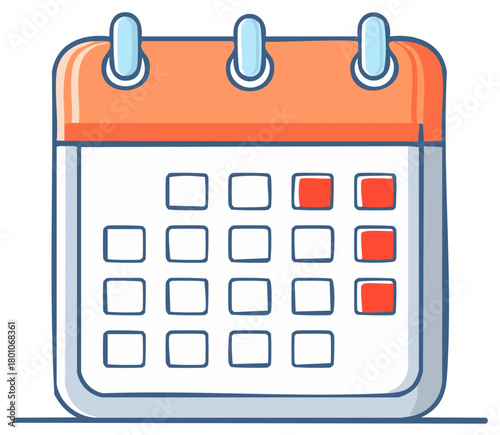 Orange and white daily calendar illustration marking important dates and schedule planning