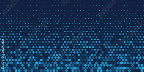 horizontal diagonal blue hexagon design on black background. eps 10