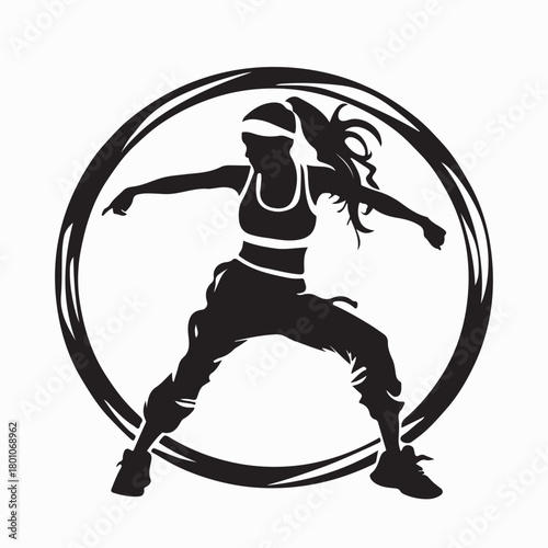 Active Zumba Dance Vector Illustration on white background