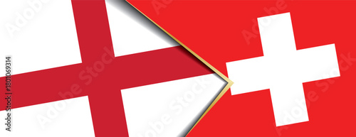 England and Swiss flags overlapped symbolizing diplomatic relationship