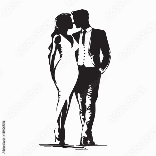 Romantic Couple Vector Illustration Isolated on white Background