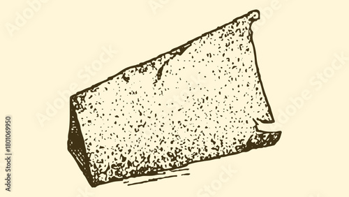 Rough textured stone fragment with irregular edges rock