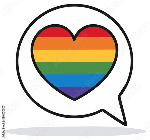 Pride Heart in Speech Bubble Symbolizing LGBTQIA Rights and Love