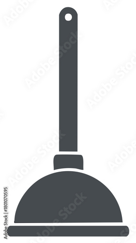 Simple gray plunger icon for plumbing services and unclogging drains