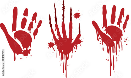 Bloody Handprint Splatter Clipart – Horror Red Hand Stain Graphics