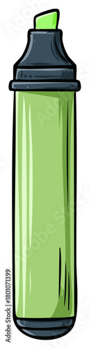 Green highlighter pen vector illustration, isolated on white background