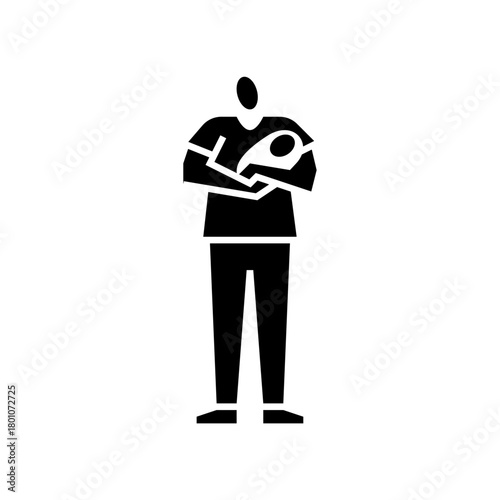 dad holding baby glyph icon. holding a baby illustration.