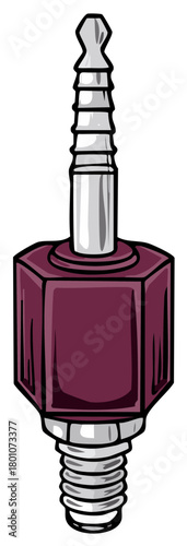 Illustration of Industrial Screw Fastener with Octagonal Head and Silver Shank