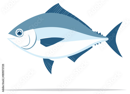 Stylized blue saltwater fish vector illustration, isolated marine life graphic element
