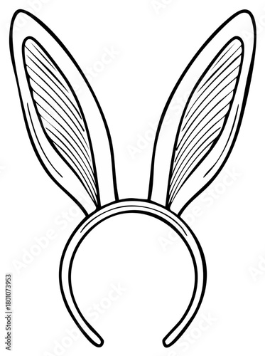 Bunny Ears Headband Line Art Simple Outline Easter Holiday Accessory Costume