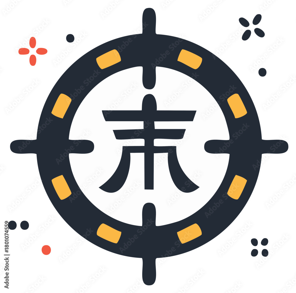 Fototapeta premium Stylized Asian Symbol within a Target and Aiming Reticle